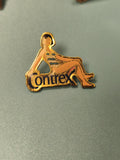 Vintage pin's Contrex femme maillot rayé, badge publicitaire ancien collection