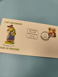Enveloppe FDC L?Art Santonnier Aubagne 2002 timbre Biennale illustration couleur