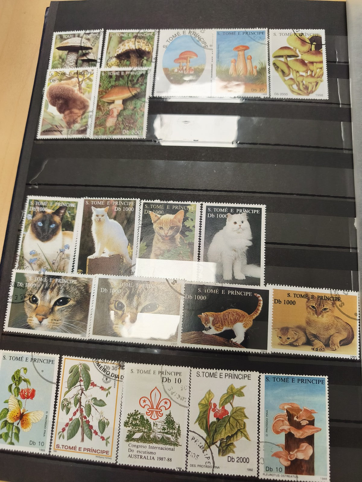 Lot de timbres S. Tomé e Príncipe thématiques animaux, champignons et plantes
