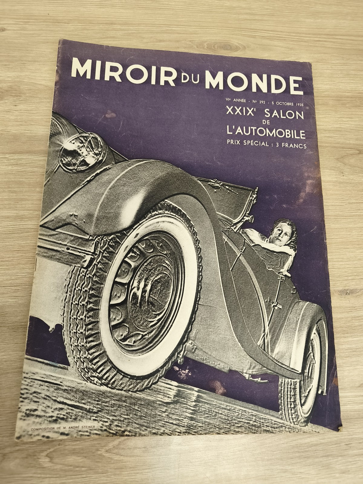 Ancien journal Miroir du Monde 1935 XXIXe Salon Automobile couverture violette