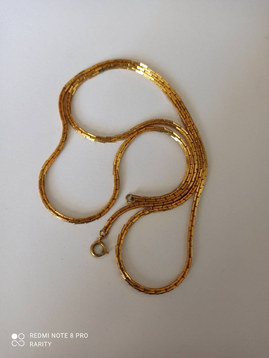 Collier chaîne vintage doré années 80 motif géométrique bijou rétro
