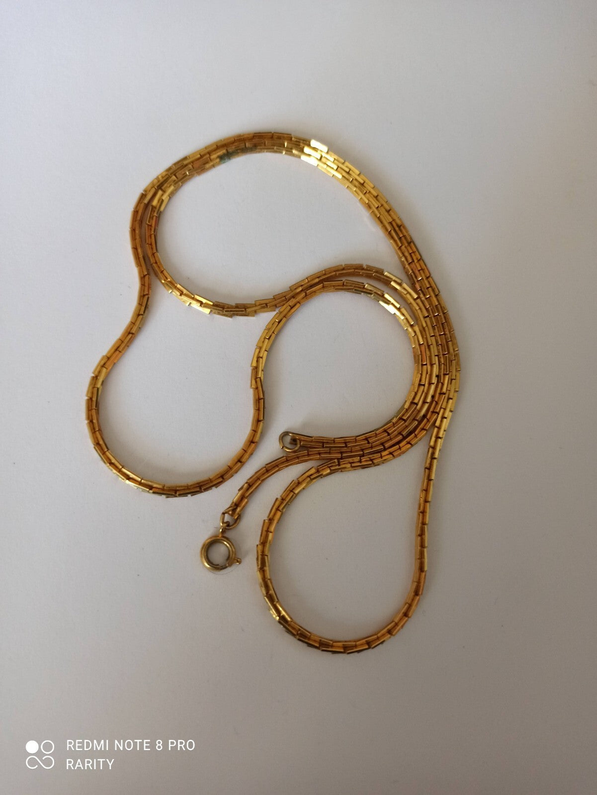 Collier chaîne vintage doré années 80 motif géométrique bijou rétro