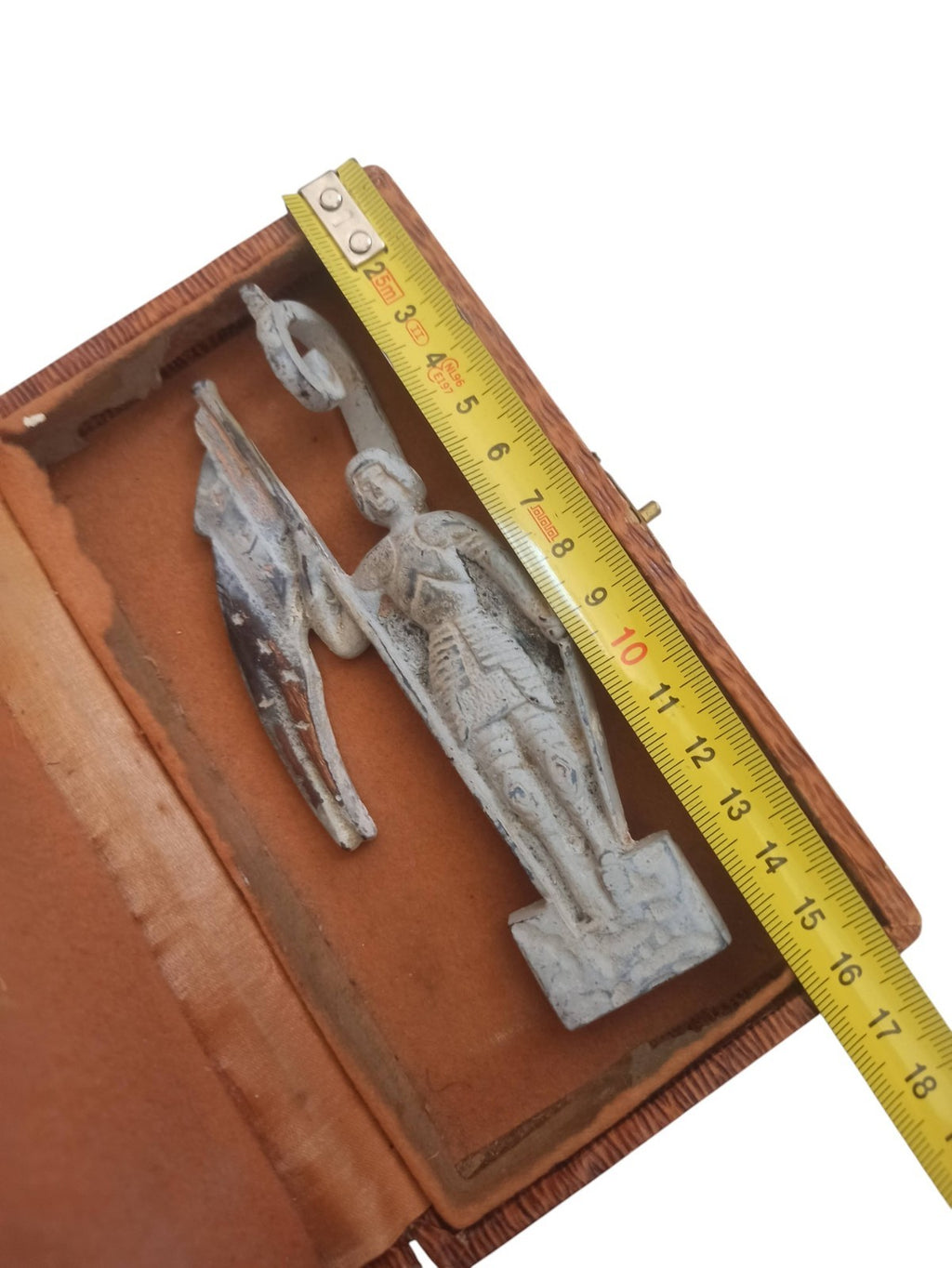 Statue Jeanne d’Arc ancienne, bronze aspect patiné, sculpture vintage rétro