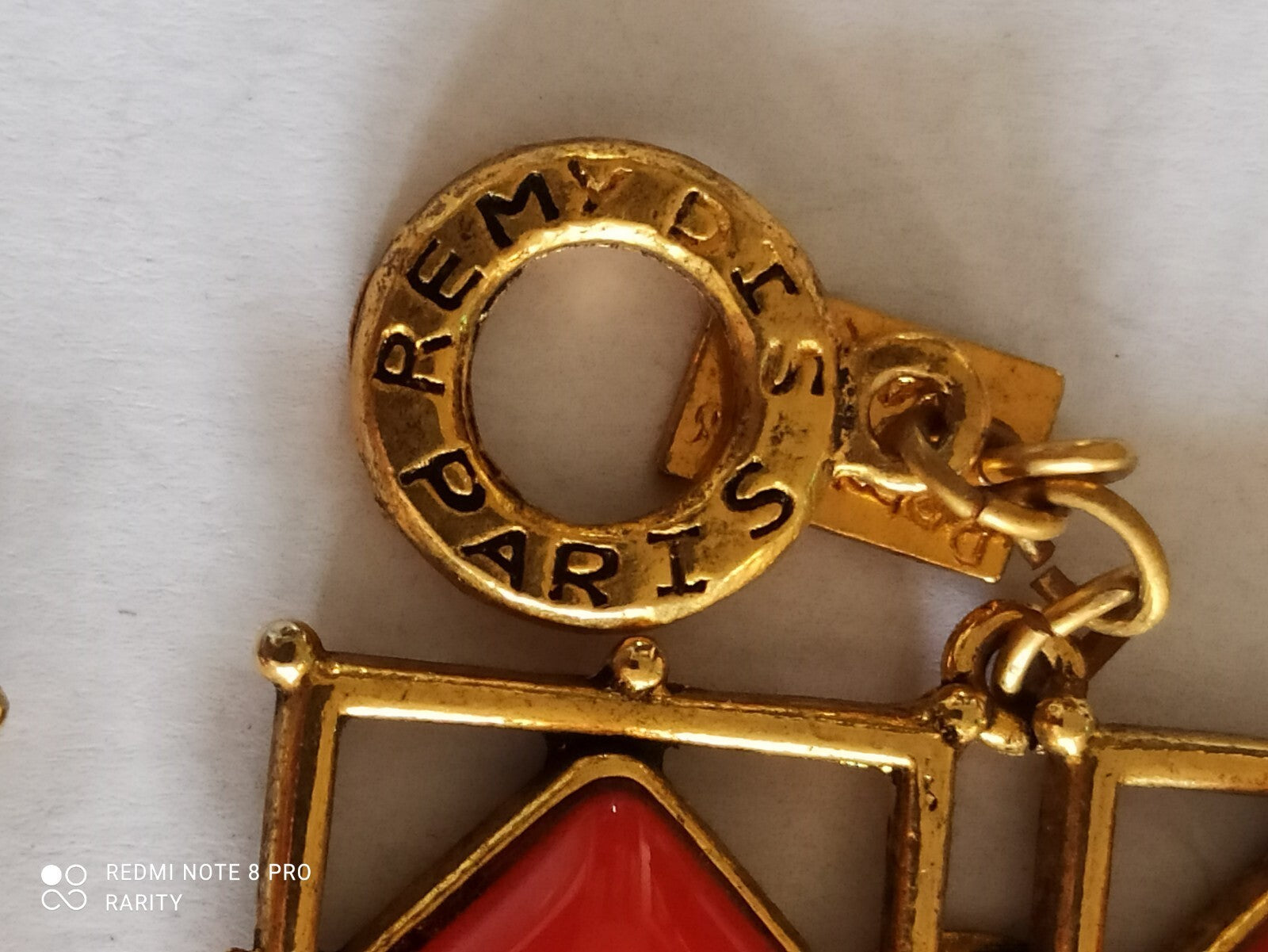 Bracelet vintage émaillé Remy Dis Paris années 80 doré rouge bleu France