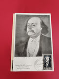 Carte postale portrait Gustave Flaubert, timbre commémoratif, philatélie (Ref 1)