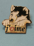 Vintage pin's Shell chien husky collection publicitaire ancien (Ref 4)