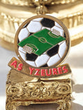 Pin's vintage AS Yzeures football, émail, ballon et terrain, badge ancien