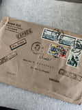 Lettre affranchie Algérie 1938 Express Par Avion, 5 timbres RF, cachets Marseill