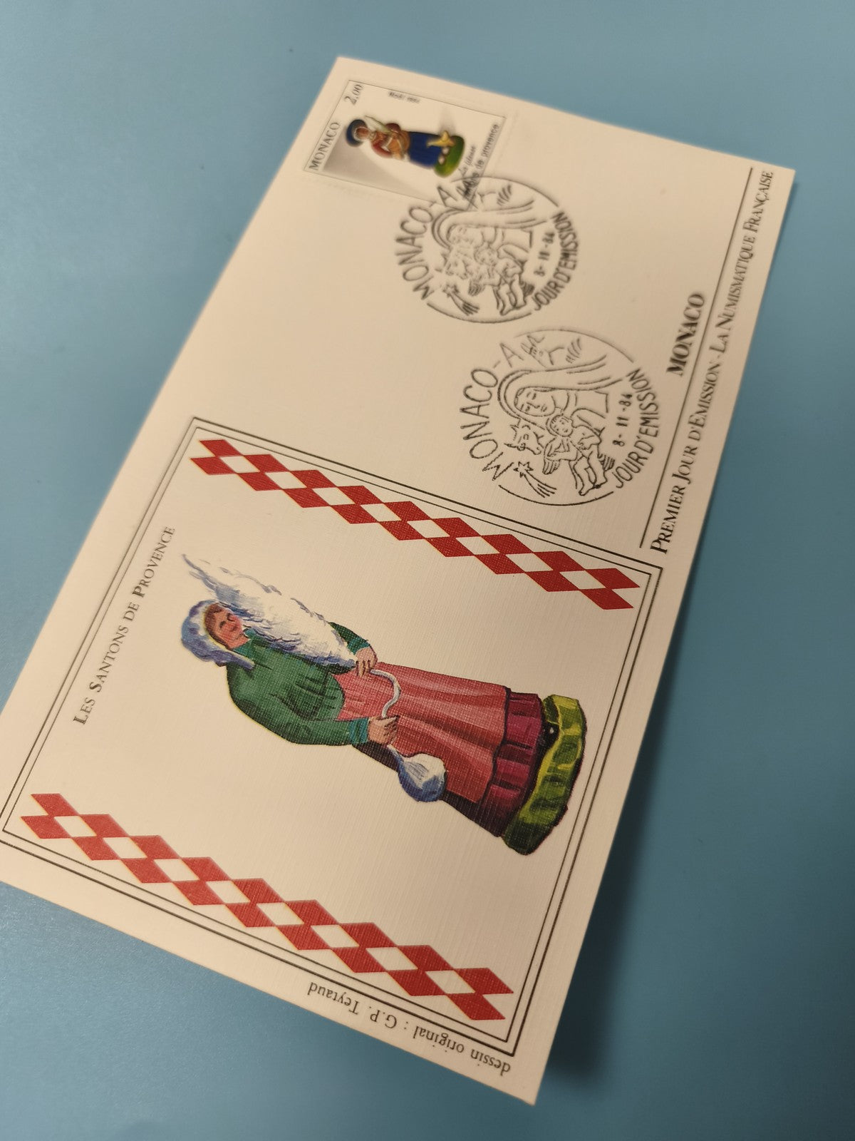 Enveloppe FDC Monaco premier jour d?émission Santons de Provence timbre illustré