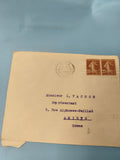 Ancienne enveloppe oblitérée 1930 philatélie timbres Semeuse 25c vintage