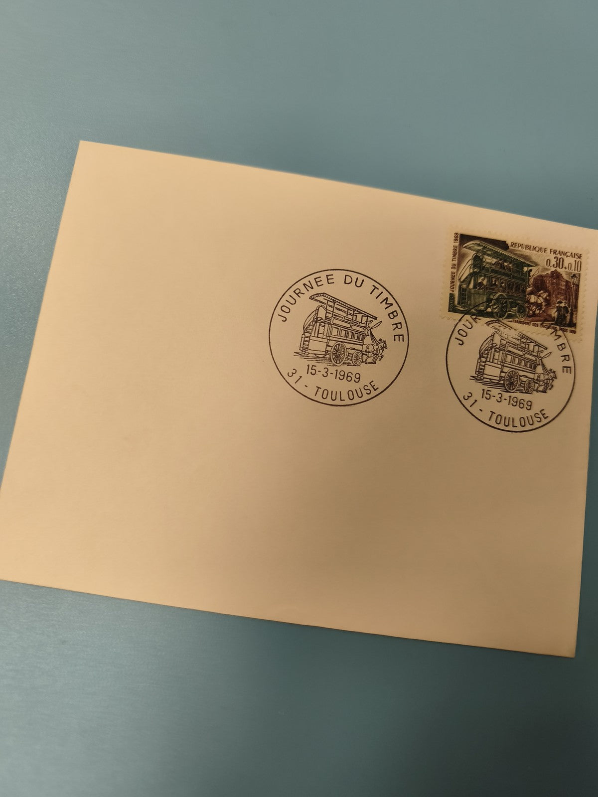Enveloppe philatélie vintage 1969 Journée du Timbre Toulouse oblitération
