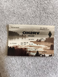 Carte QSL radio OH2RV Finlande 1984 ancienne, QTH Espoo, radioamateur vintage