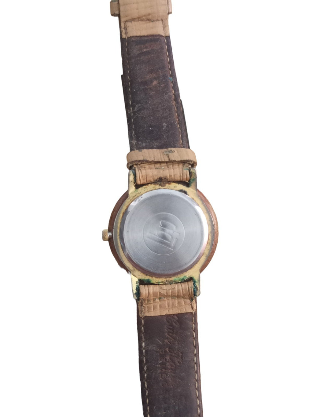 Montre vintage Pierre Rucci quartz, cadran beige, bracelet aspect croco