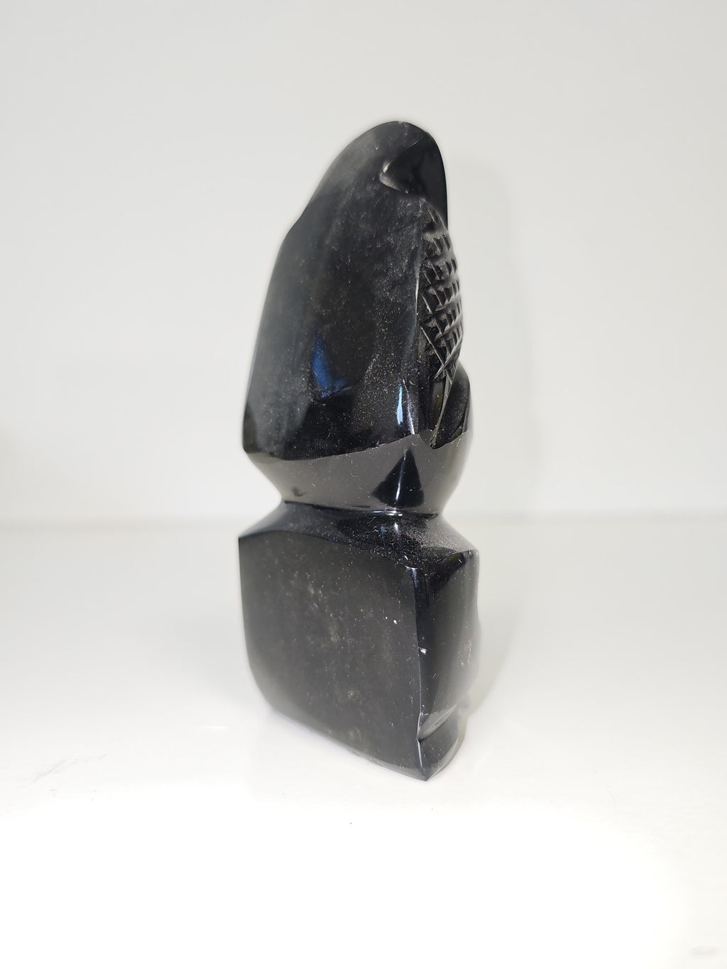 Vintage figurine ancienne obsidienne sculptée main style Maya Aztec Ancienne