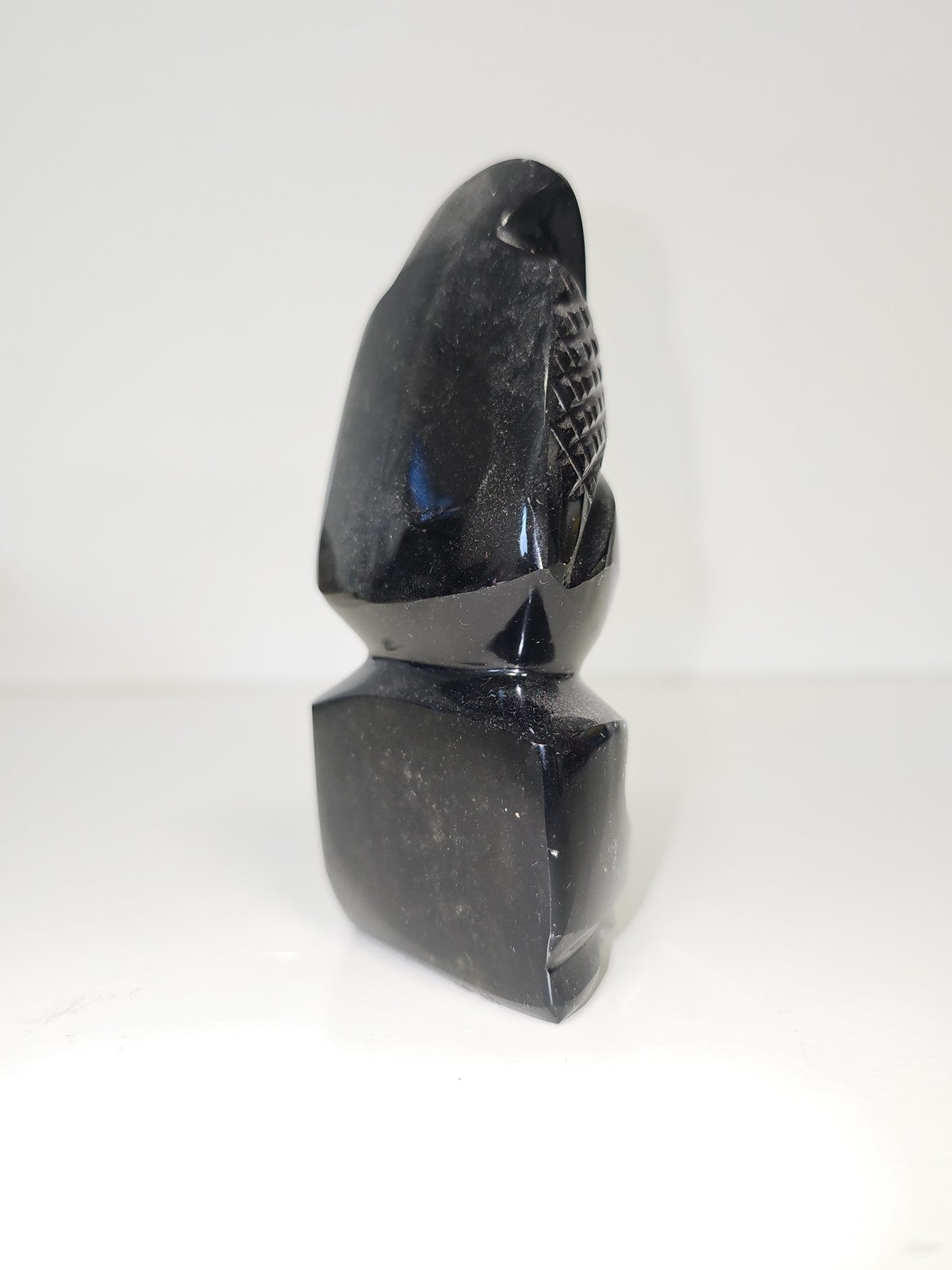 Vintage figurine ancienne obsidienne sculptée main style Maya Aztec Ancienne