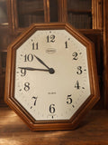 Horloge murale octogonale Trophy vintage bois quartz rétro Made in France