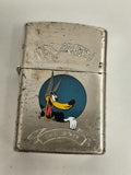 Briquet vintage Zippo Tex Avery The Wolf métal argenté dessin animé rétro