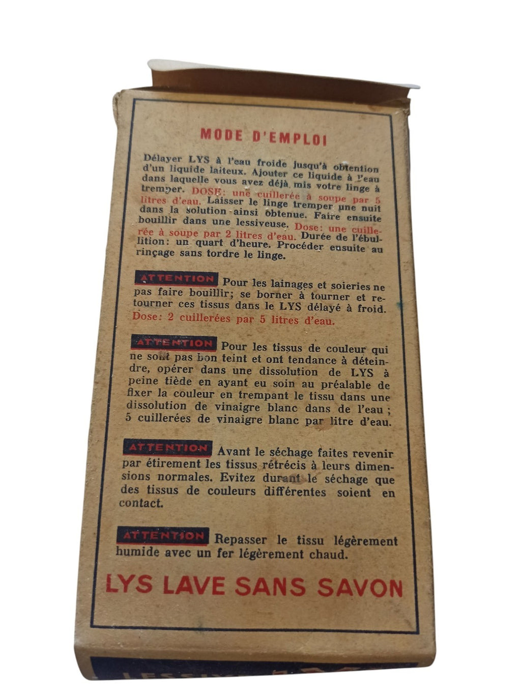 Paquet lessive vintage LYS années 50, lave sans savon, Montpellier, déco rétro