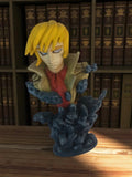 Petit buste Devilman vintage figurine manga, personnage blond, aspect résine