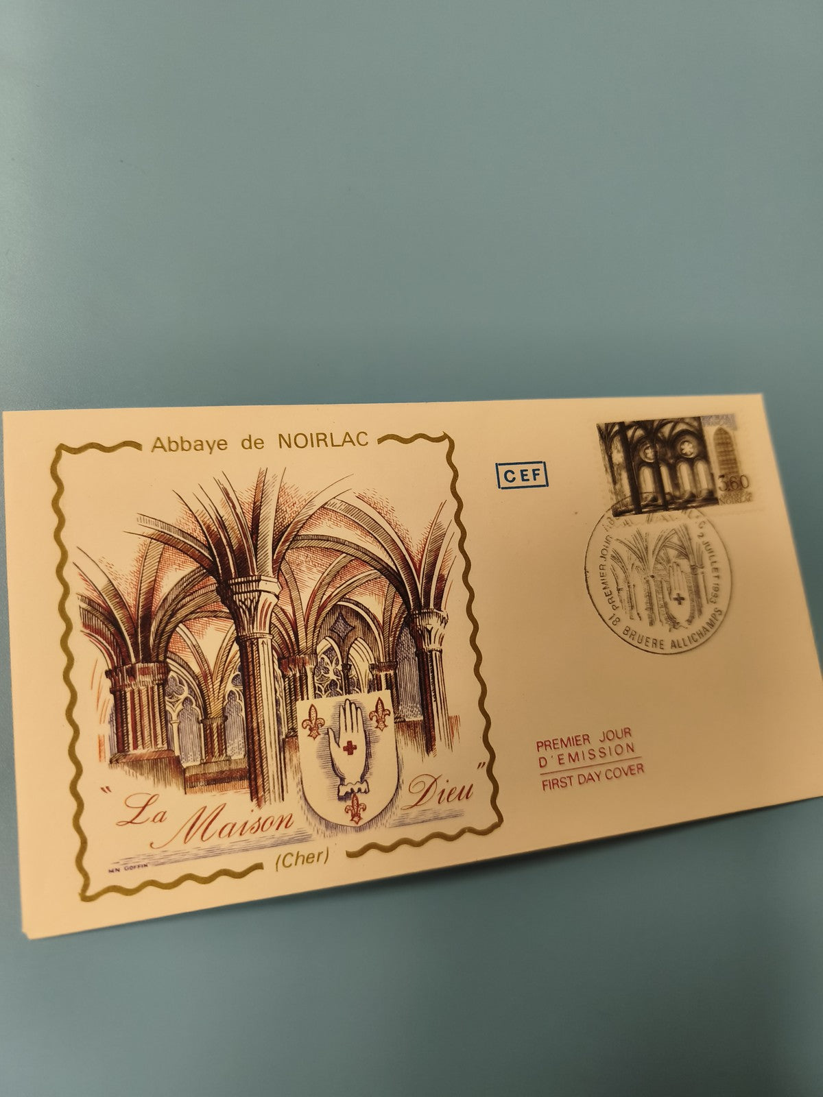 Enveloppe FDC Abbaye de Noirlac La Maison Dieu premier jour d?émission illustrée