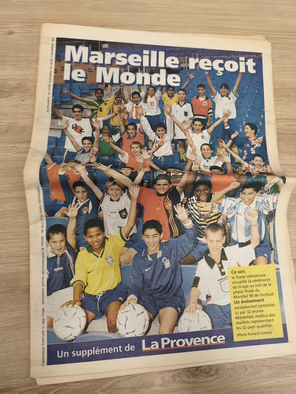 Ancien journal football OM Marseille Mondial 98 supplément La Provence vintage