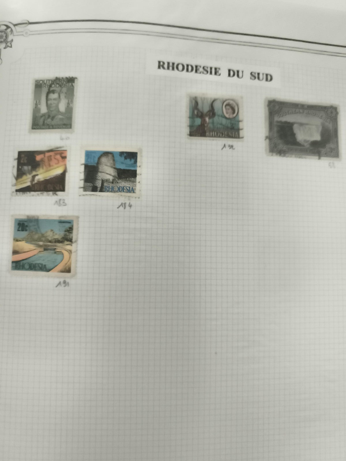 Timbres Rhodésie du Sud lot 6 oblitérés Afrique Australe philatélie