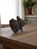 Pendentif vintage tambour métal années 1950 motif floral ancien bijou