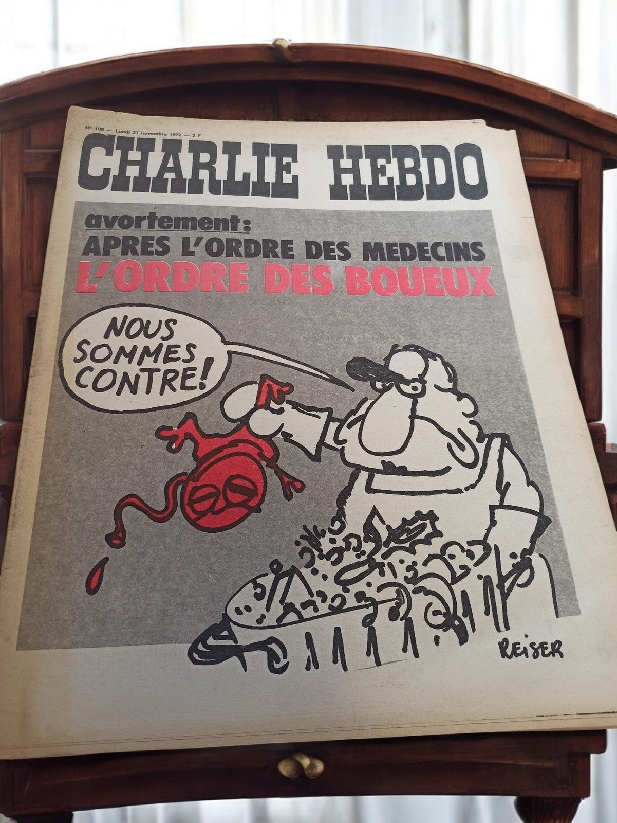 Journal Charlie Hebdo n°108 1972 ancien vintage satire Reiser presse rétro