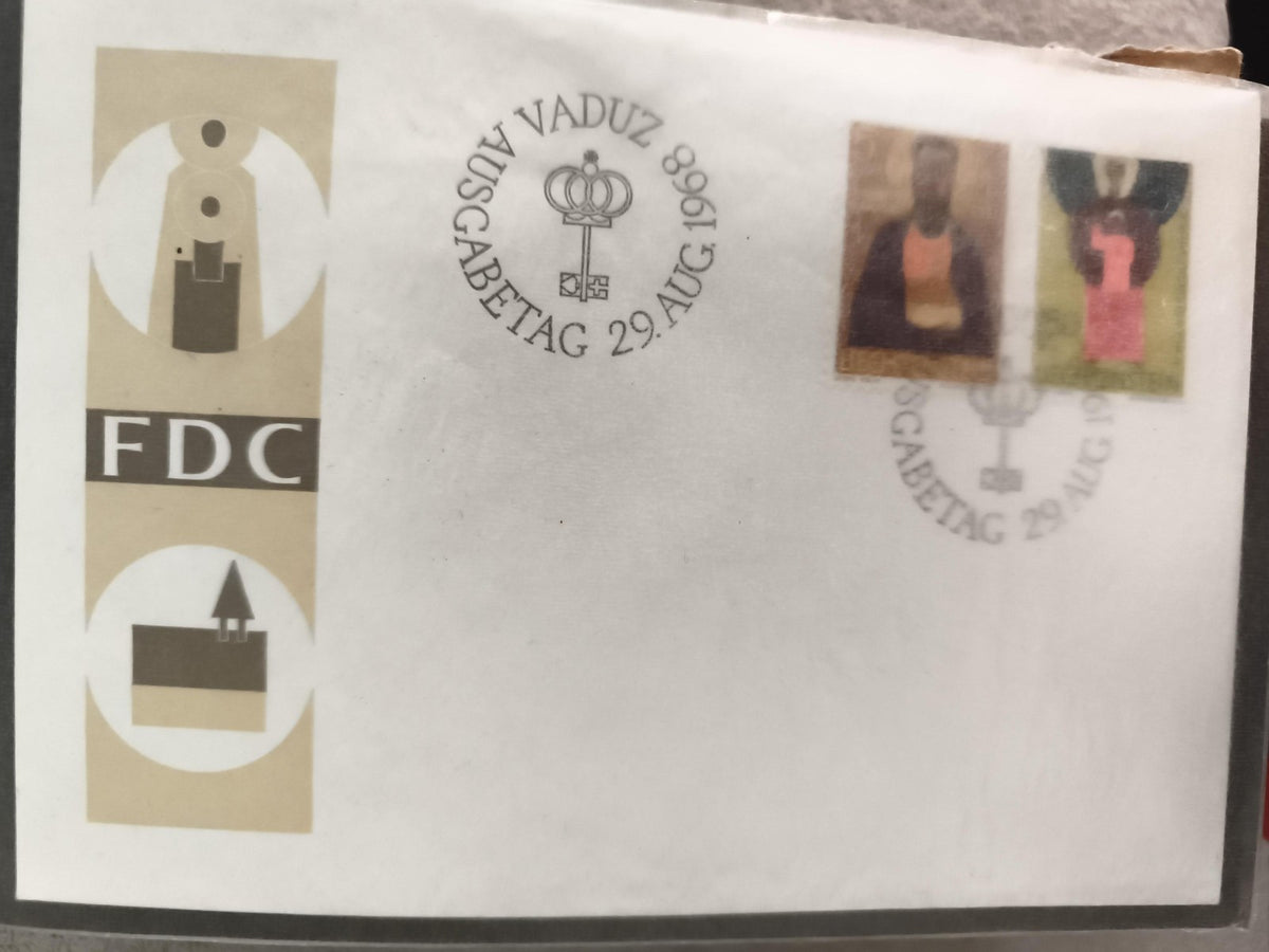 Lettre premier jour FDC Vaduz 1968 timbres Liechtenstein philatélie