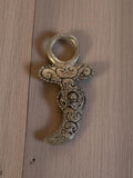 Pendentif vintage métal argenté motif oriental 1950 deadstock bijouterie