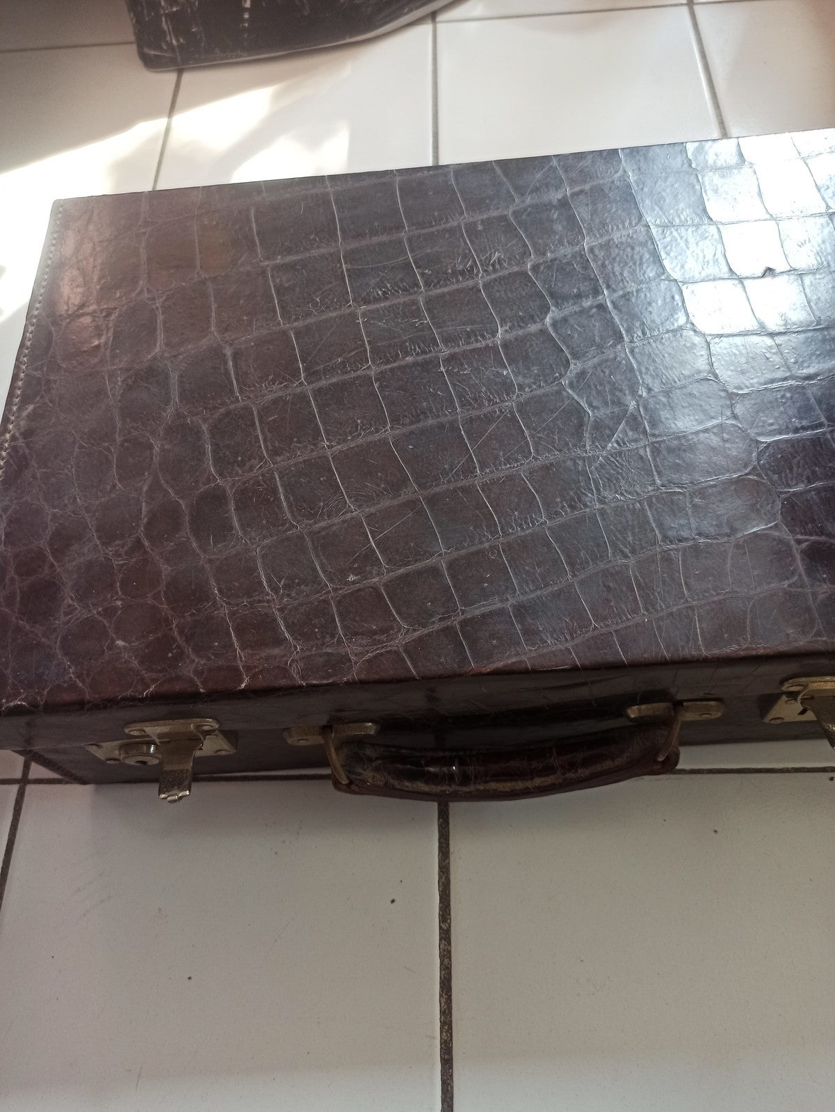 Trousse de toilette ancienne vintage, set de voyage rétro avec accessoires