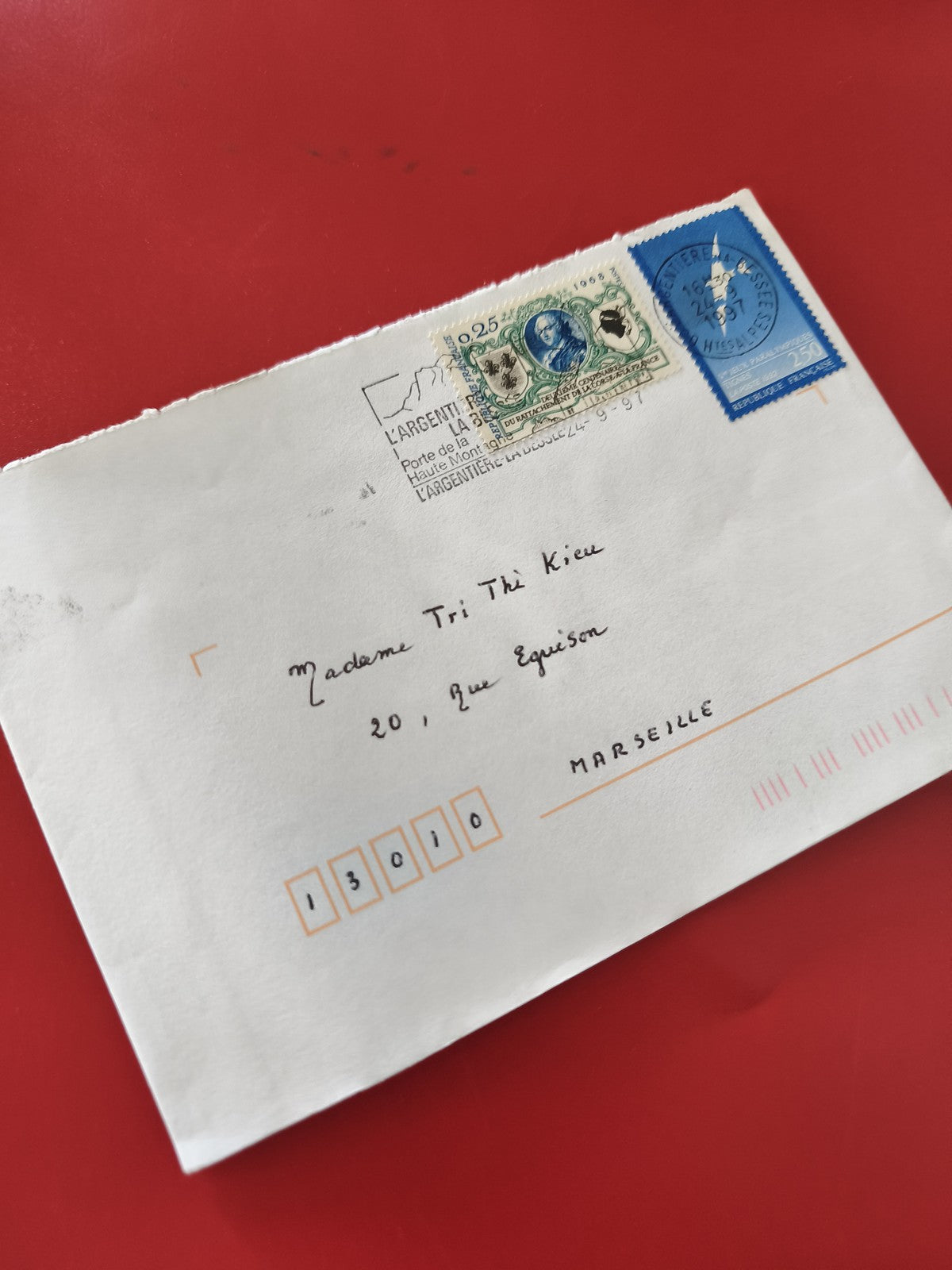Ancienne enveloppe timbrée oblitérée L?Argentière Marseille collection philatéli
