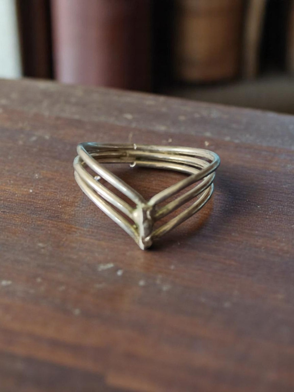 Vintage Modeschmuck Ring, vergoldet, geometrische Form, Größe 51, Retro-Chic