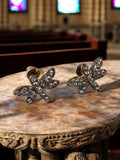 Boucles d’oreilles vintage libellule plaqué or années 60/70 strass brillant