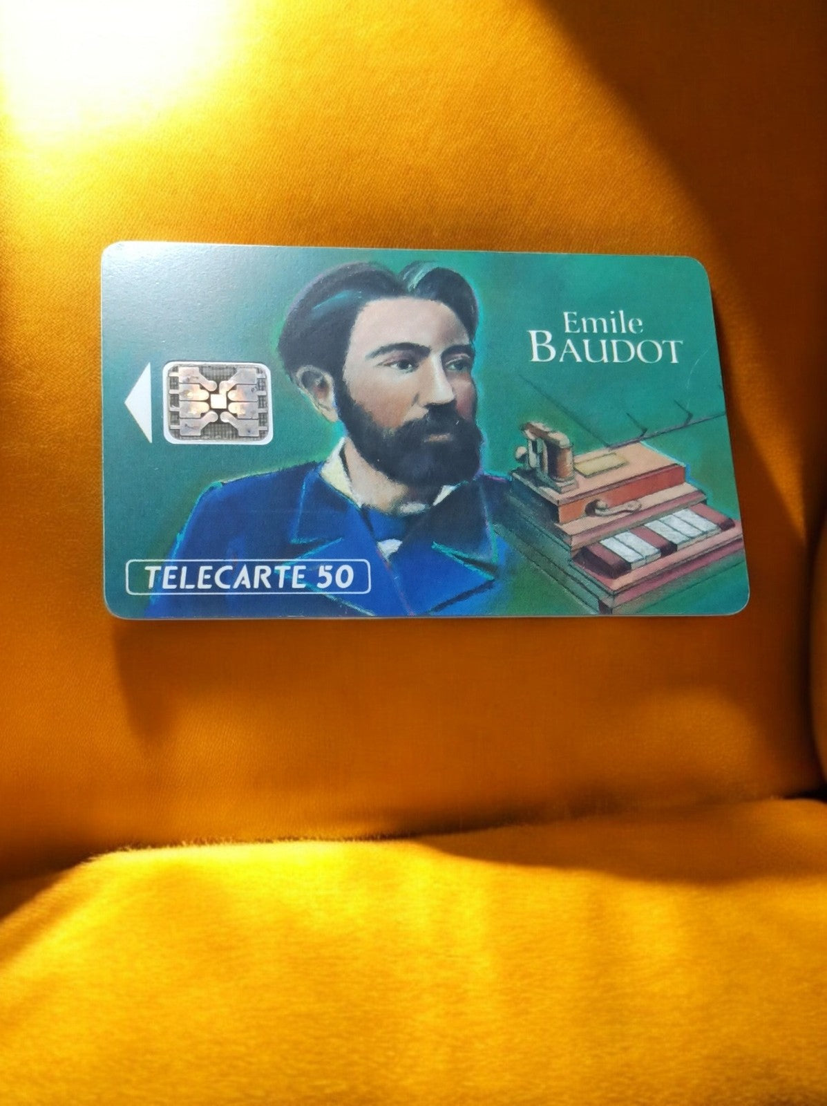 Carte téléphonique vintage Télécarte 50 Émile Baudot puce collector