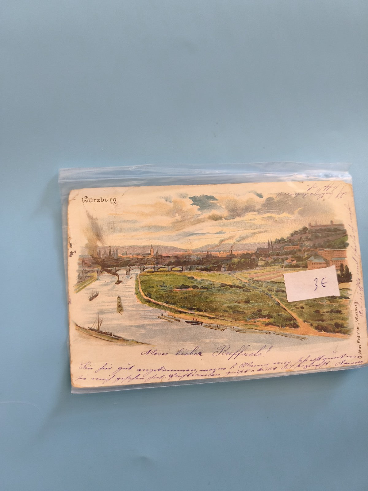 Carte postale ancienne italienne vintage époque coloniale avec timbre et cachet