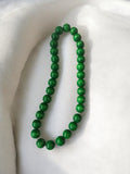 Collier perles vertes vintage, bijou fantaisie ancien rétro, aspect bois