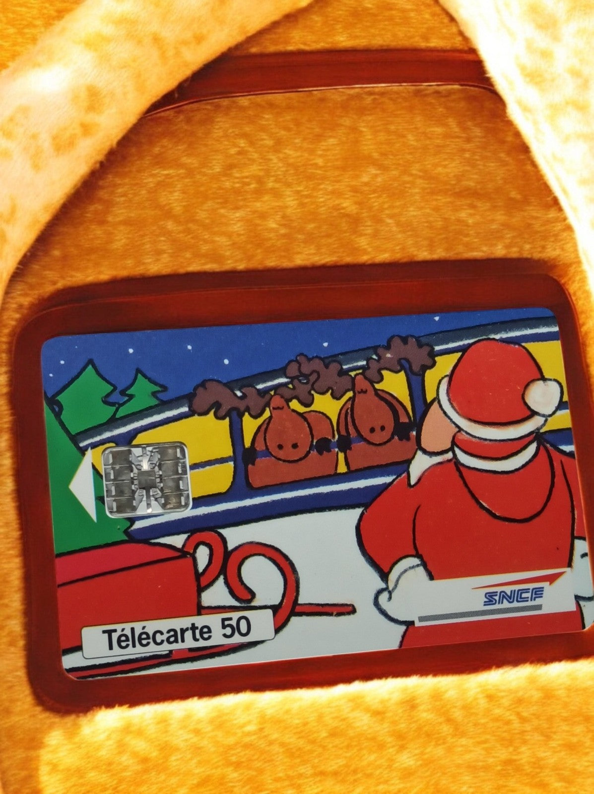 Carte téléphonique SNCF vintage Noël 50 unités, illustrée Père Noël, collection