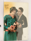 Carte postale ancienne Bonne Fête Art déco couple fleurs REX 1922 CPA vintage