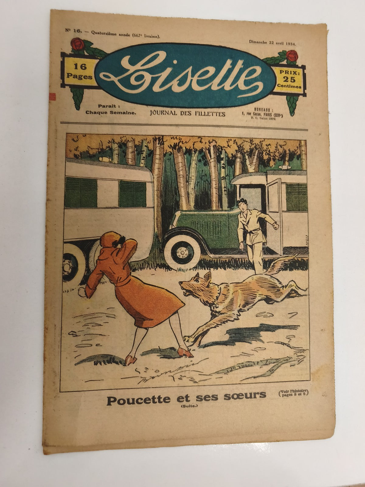 Vintage Lisette magazine 1934, colored cover, 16 pages, vintage little girls