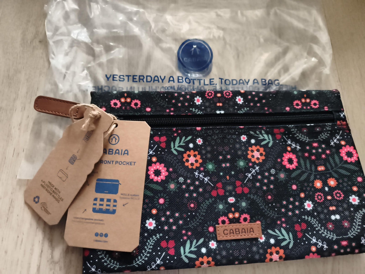 Pochette Cabaia fleurie 24 cm fermeture éclair neuve sac amovible