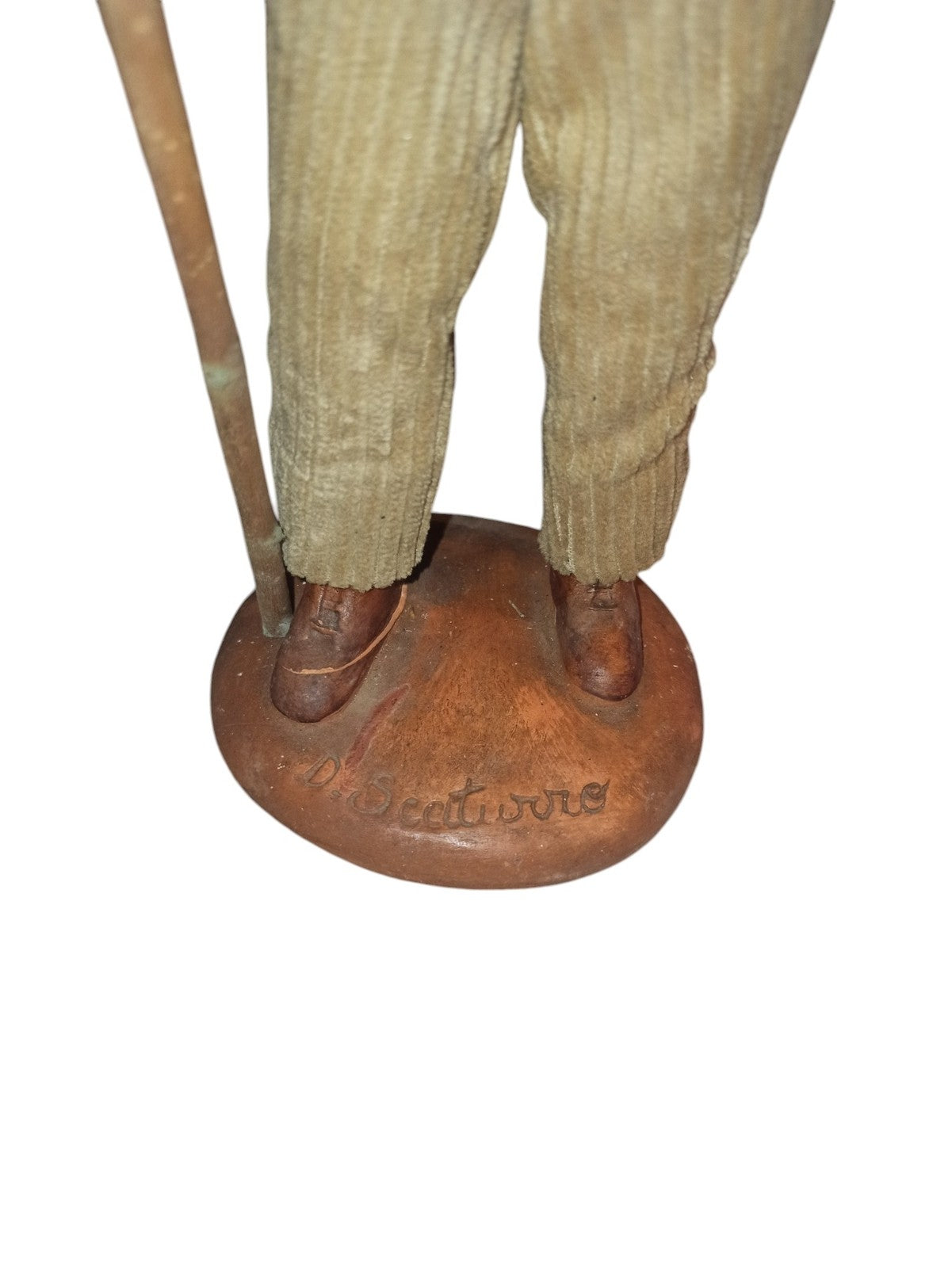 Santon Provence 25cm signé Scaturro figurine argile paysan chapeau lavande
