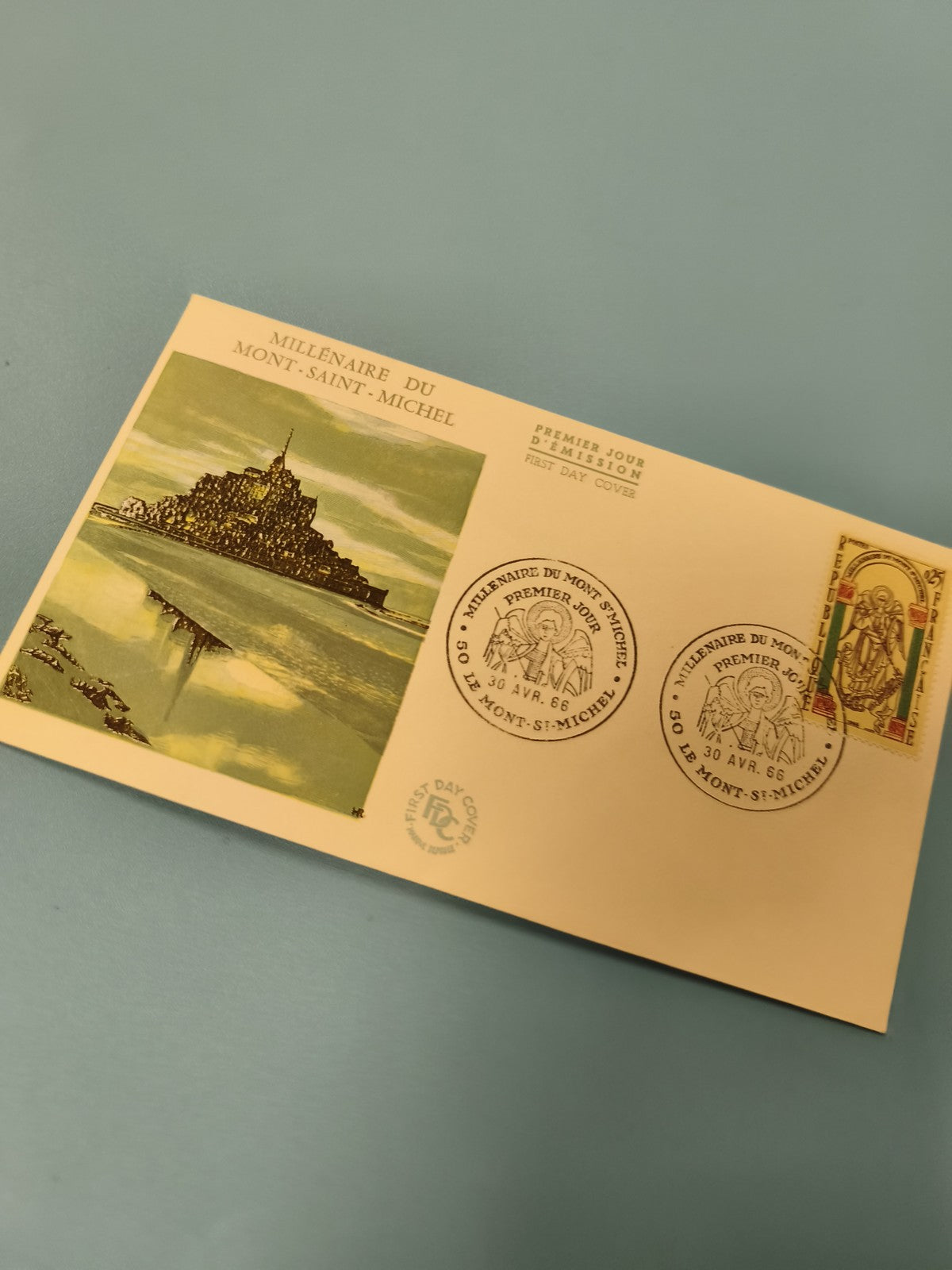 Enveloppe premier jour Mont-Saint-Michel FDC illustration couleur (Ref 10)