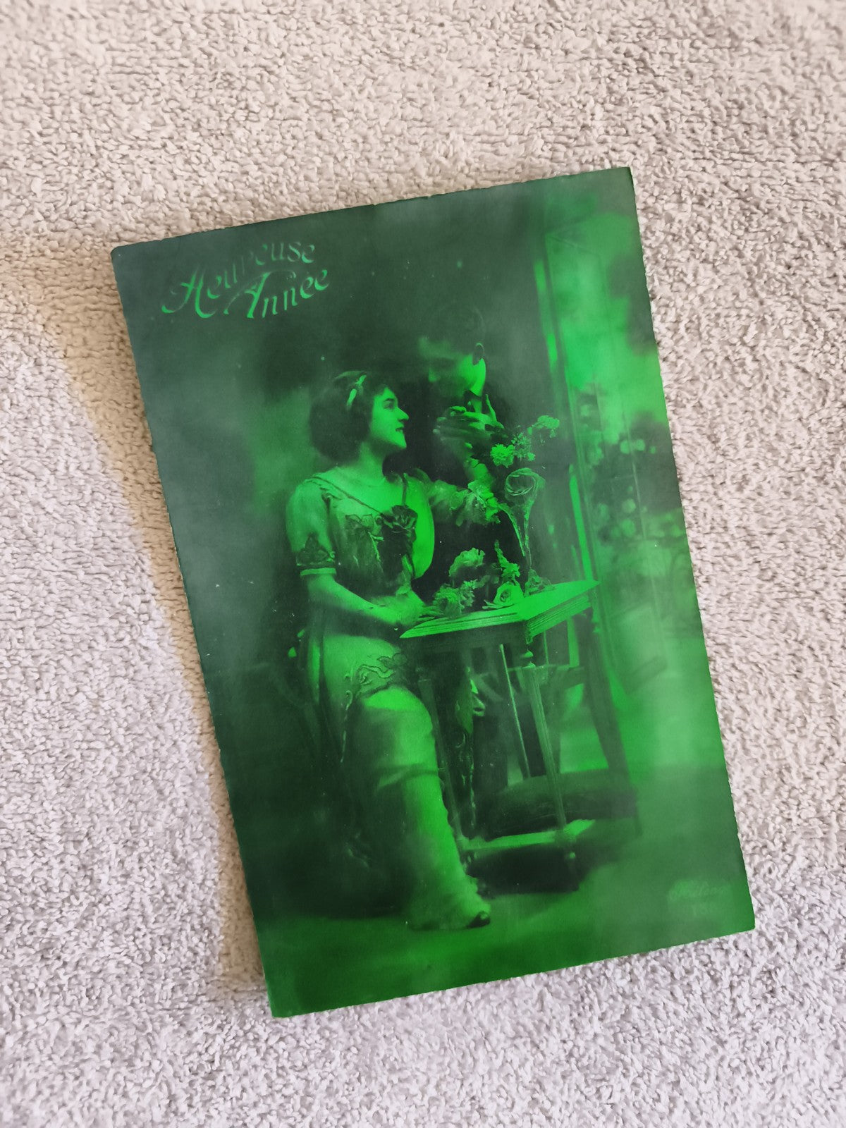 CPA Heureuse Année carte postale ancienne phototypie scène couple