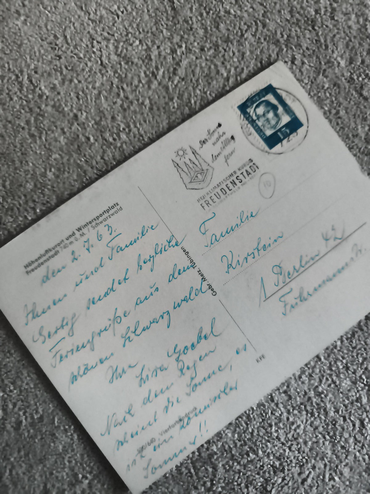 Carte postale écrite timbrée Allemagne Freudenstadt philatélie (Ref 27)