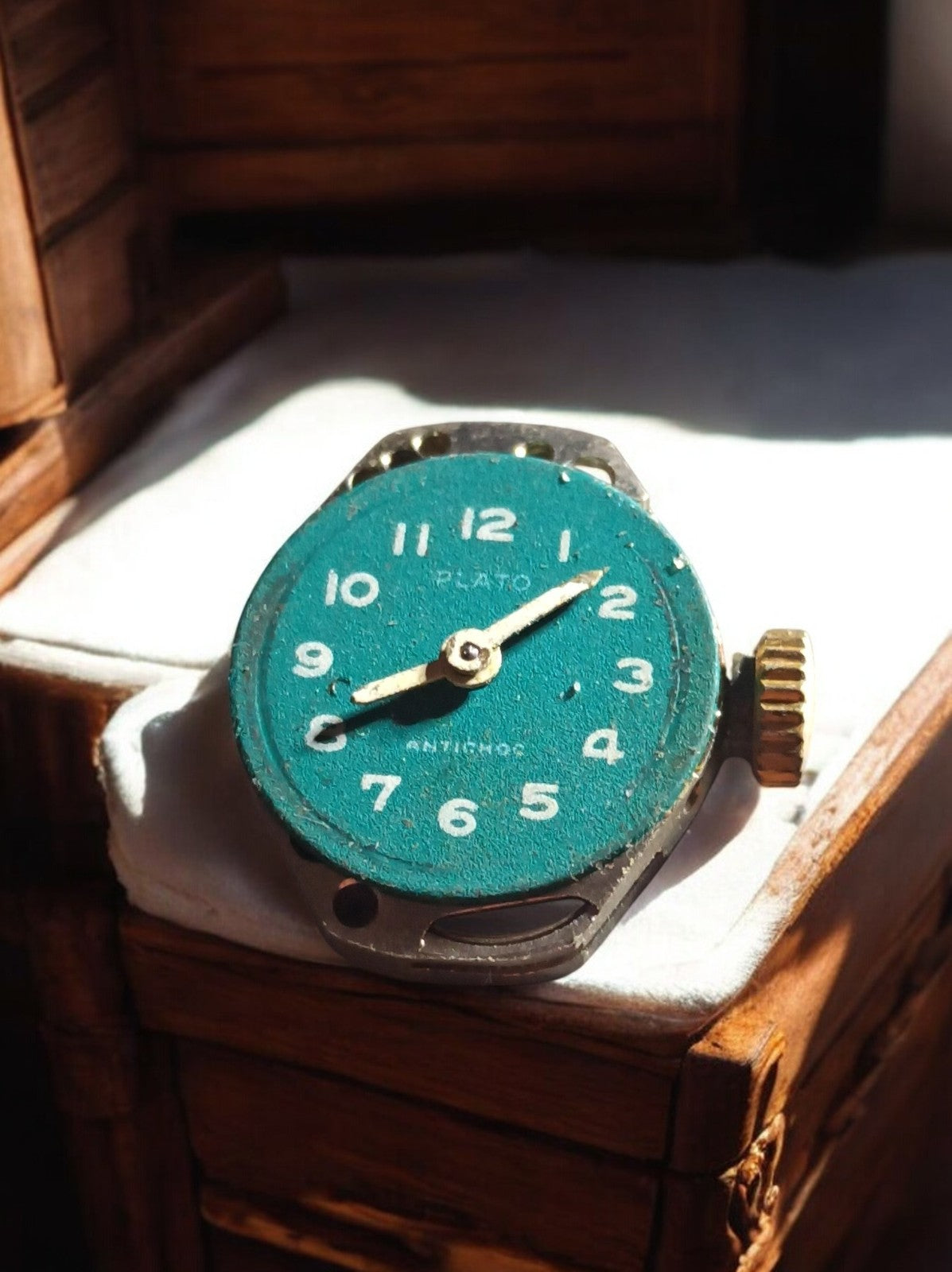 Mouvement montre vintage Plato Swiss vert, mécanique à restaurer, pièces