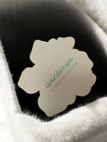 Carte publicitaire parfum Gardenia Elizabeth Taylor rétro fleur ancienne