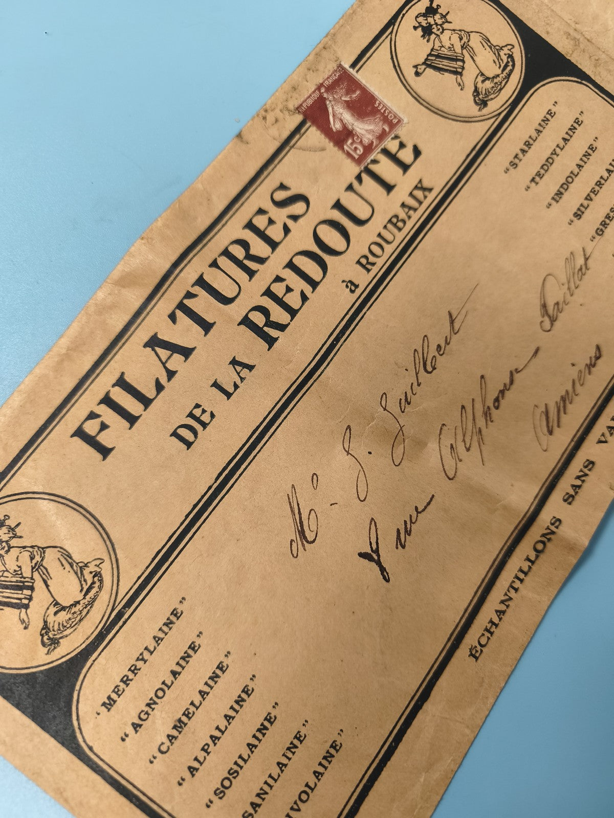 Ancienne enveloppe oblitérée Filatures La Redoute Roubaix début XXe philatélie
