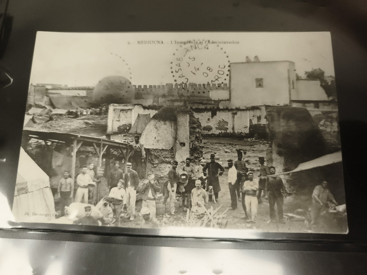 Carte postale ancienne Médiouna Maroc camp militaire 1908 philatélie