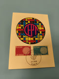 Enveloppe FDC Europa CEPT 1970 Paris timbres rouges et bleus motif géométrique